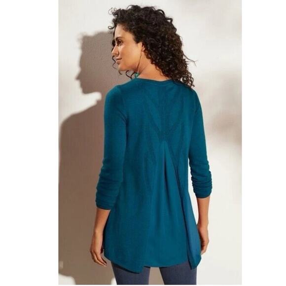 Soft Surroundings Sirena Knit tunic Wool alpaca Sz small Poseidon Blue Preppy - Picture 1 of 10